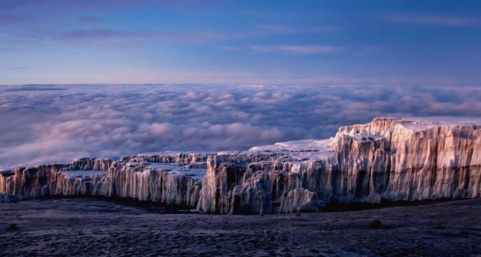 Ice fields at the summit of Mt. Kilimanjaro, Tanzania (© Oleg Bulanyy) &copy; (Bing United Kingdom)