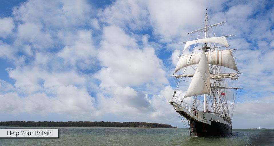STS Lord Nelson photographed off the coast of Southampton as part of Bing Help Your Britain &copy; (Bing United Kingdom)