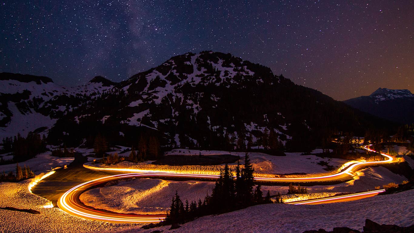 Long exposure of traffic on a motorway in Osoyoos, British Columbia, Canada (© Bun Lee/Media Drum World/Aurora Photos)(Bing United Kingdom)