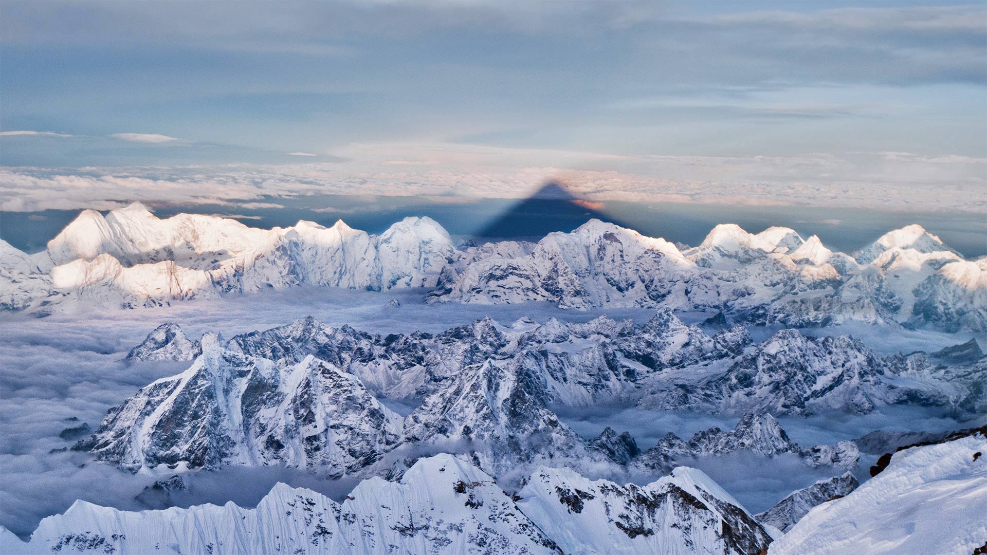 The shadow of Mount Everest over the western Himalayas in Nepal (© Kent Karvey/KH Films, Inc./Tandem Stills + Motion)(Bing Canada)