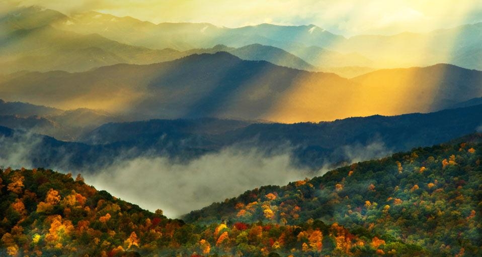 Fall colours in the Great Smoky Mountains, North Carolina, U.S.A. (© Nancy Rotenberg/Danita Delimont) &copy; (Bing Canada)