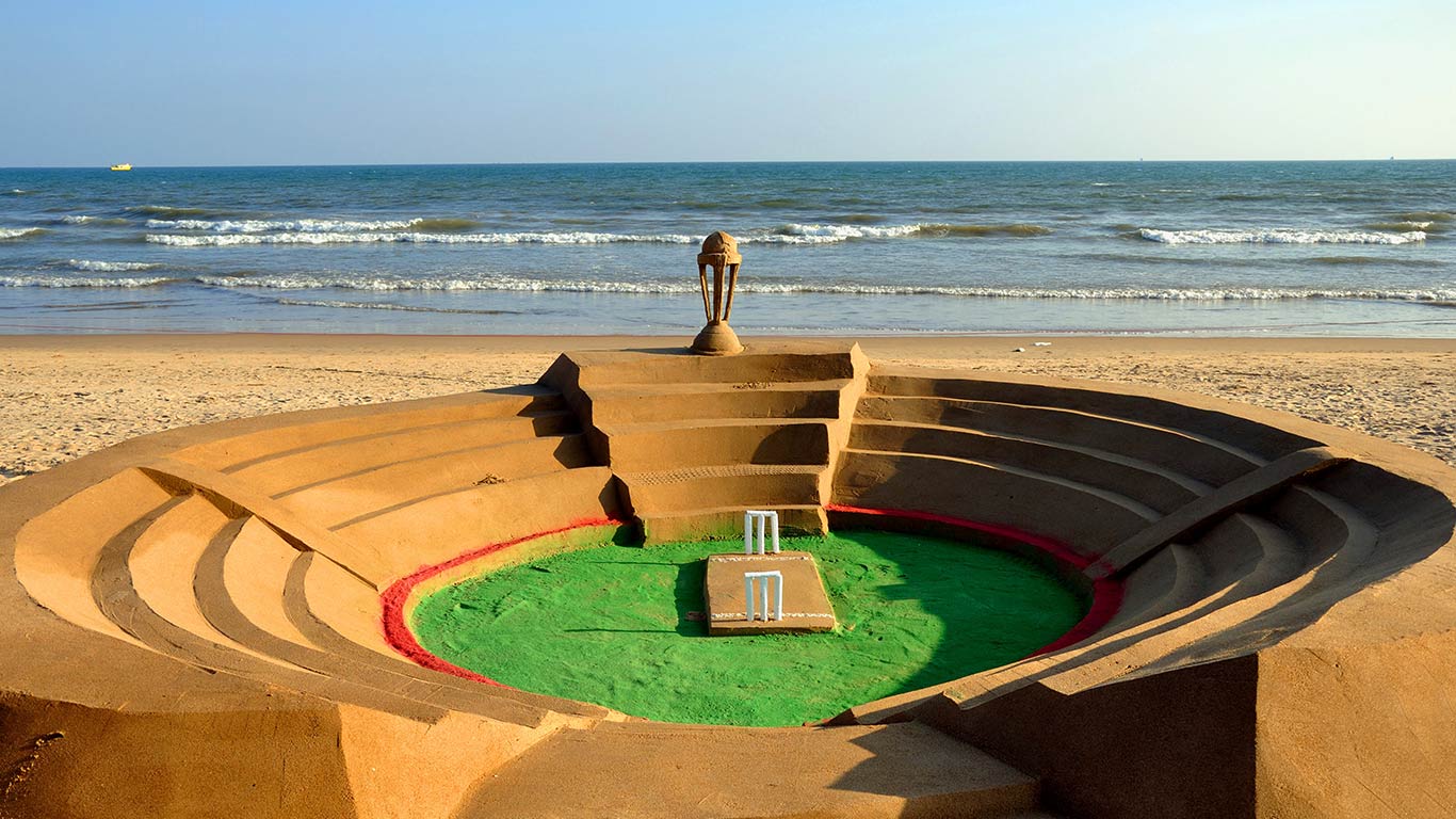 A cricket stadium made from sand in Puri, Odisha, India (© Dinodia/age fotostock)(Bing United Kingdom)