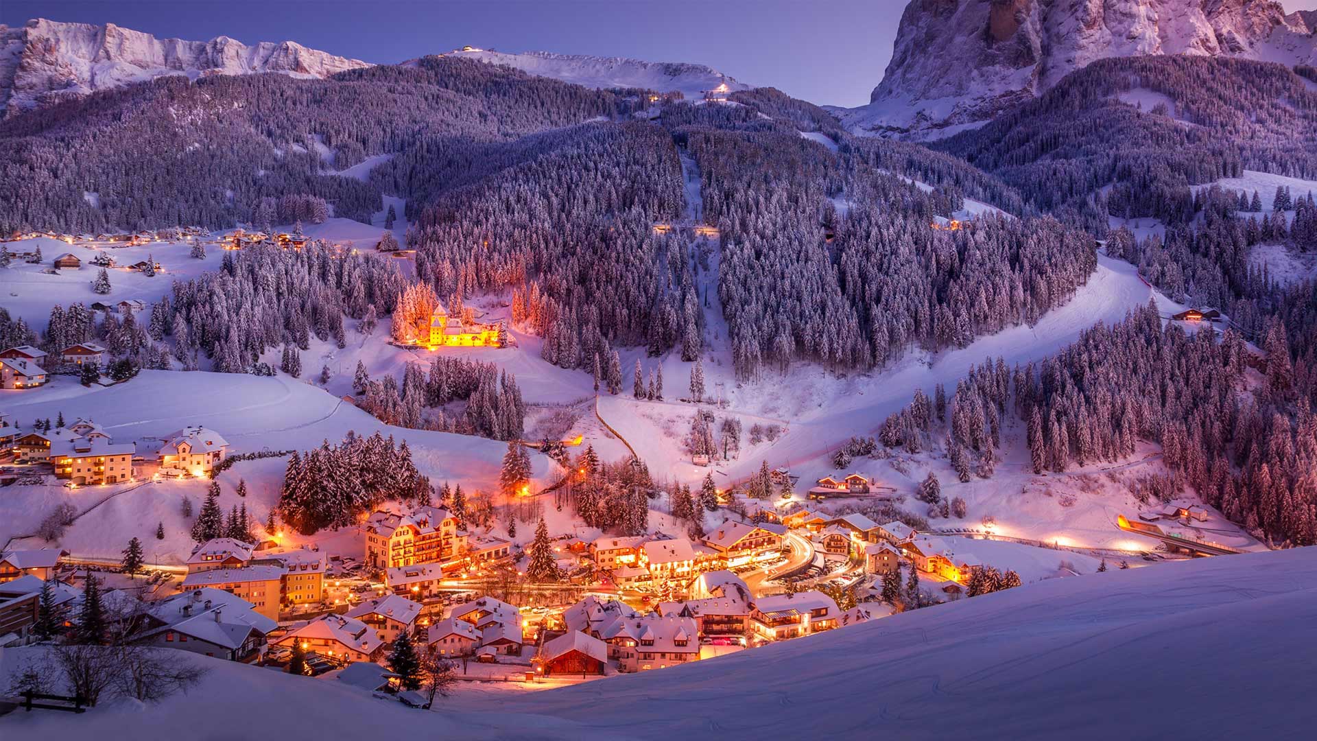 Sunset in Val Gardena in the Dolomites of South Tyrol, Italy (© Marco Capellari/Getty Images)(Bing United Kingdom)