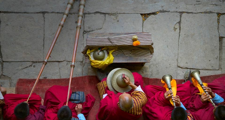 Musicians at a dance performance at the Thangbi Mani Festival in Bhutan -- Keren Su/Getty Images &copy; (Bing United States)