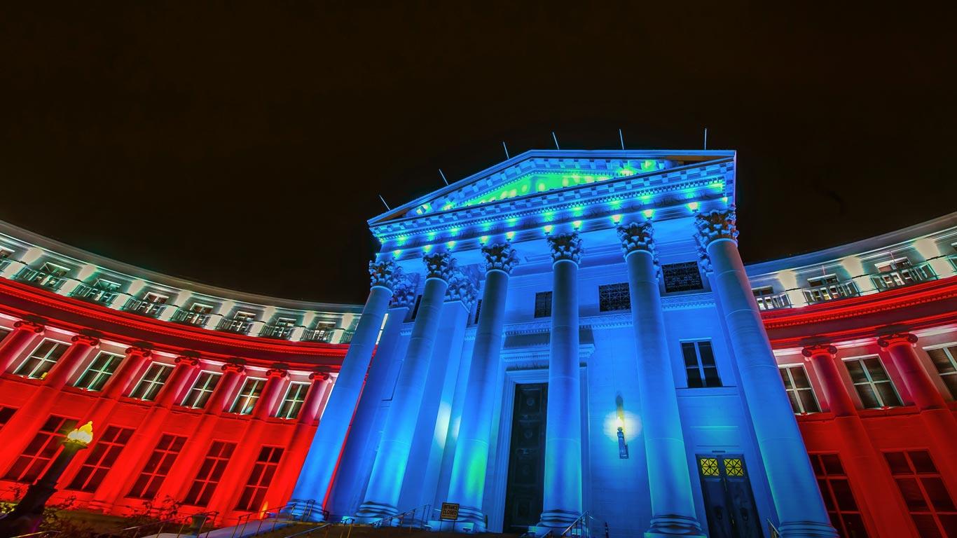 City and County Building illuminated in Civic Center Park, Denver, Colorado (© Blaine Harrington/age fotostock/SuperStock)(Bing United States)