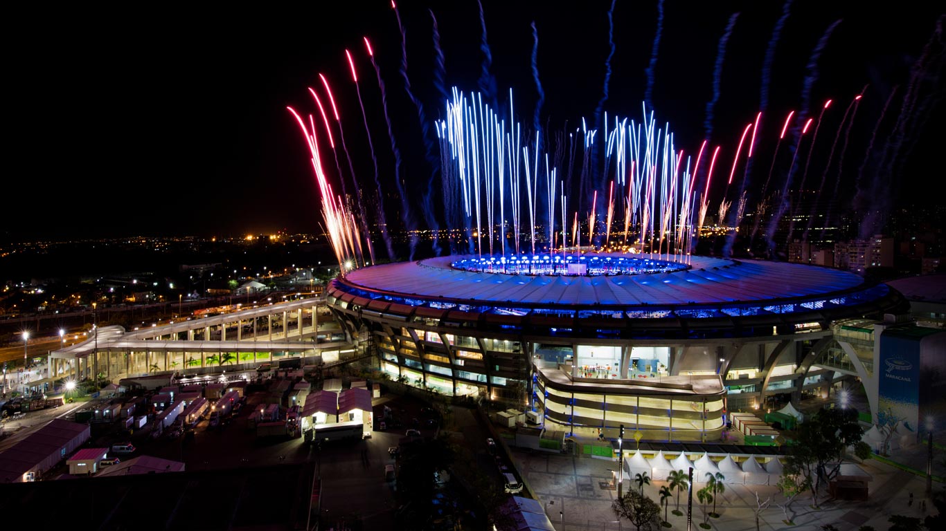 Fireworks explode above the Maracanã Stadium in Rio de Janeiro, Brazil (© Buda Mendes/Getty Images)(Bing United Kingdom)