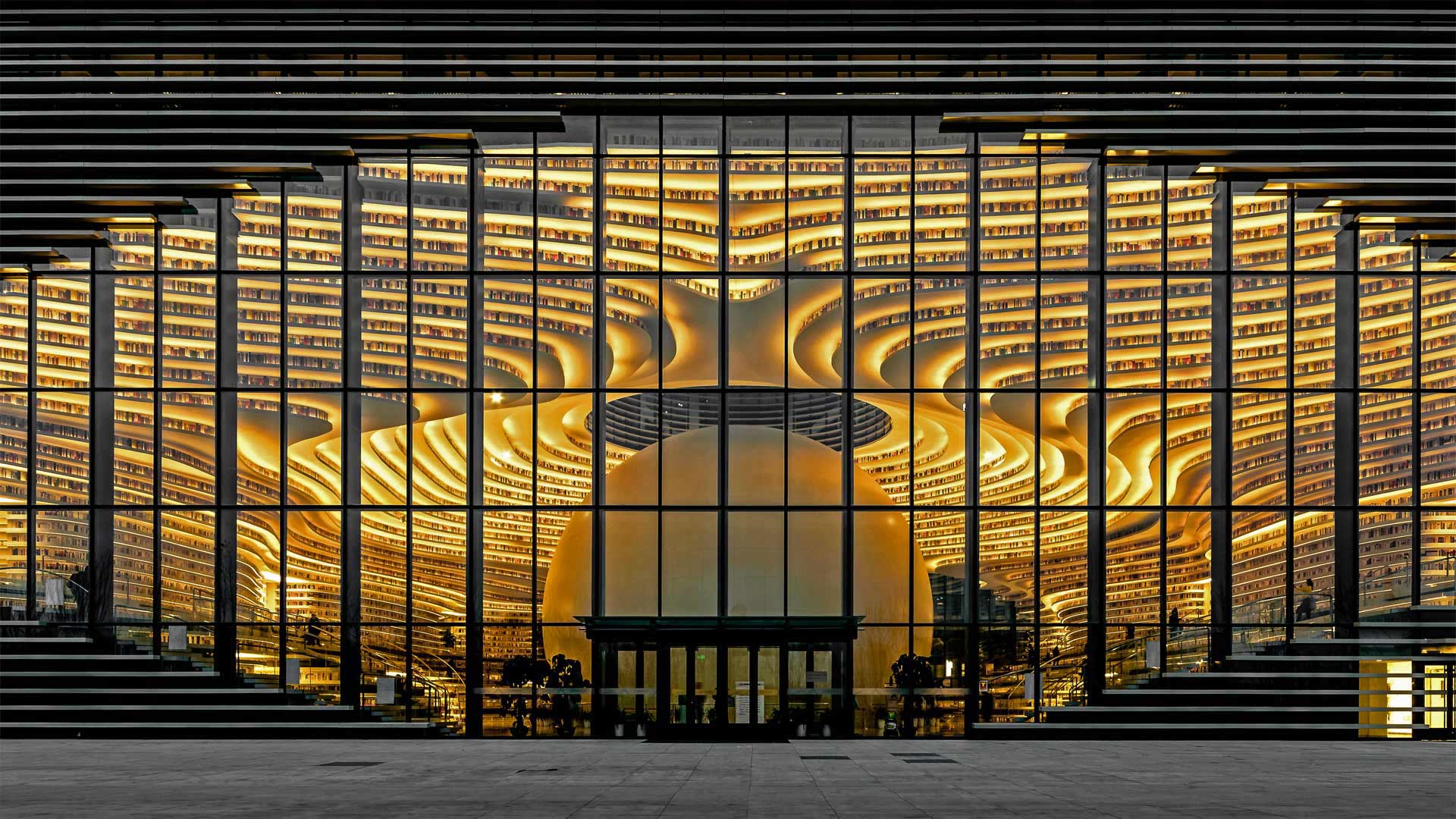 Bibliothèque Tianjin Binhai à Tianjin, Chine (© Imaginechina Limited/Alamy)(Bing France)