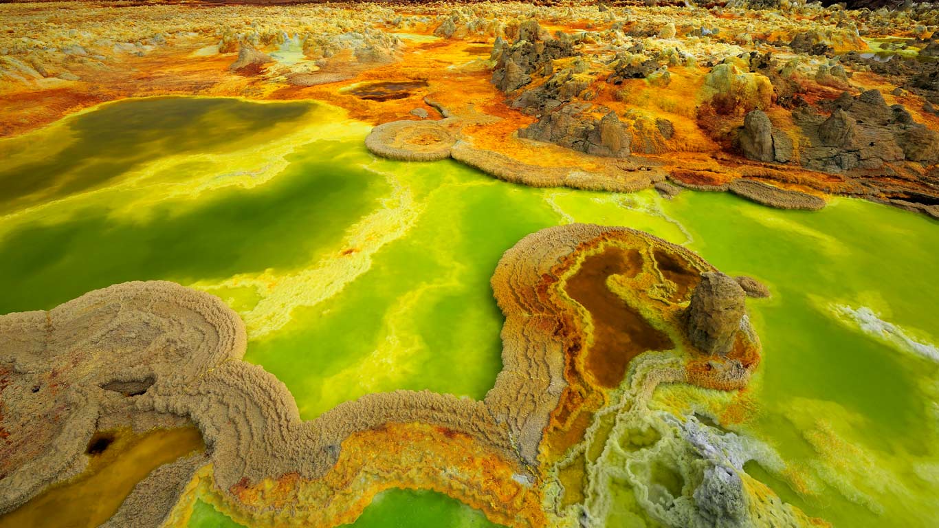 Sources chaudes à Dallol, Éthiopie (© Kazuyoshi Nomachi/Corbis)(Bing France)