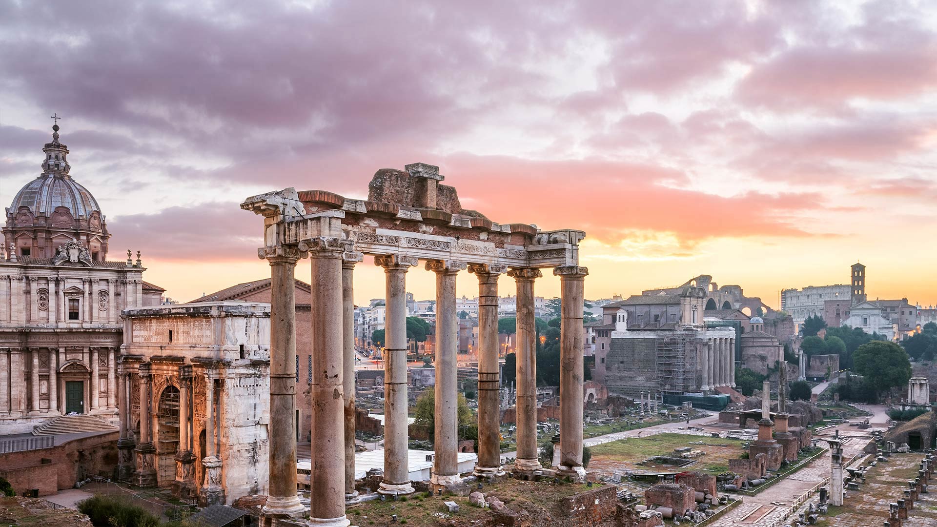 Temple of Saturn in the Roman Forum, Rome, Italy (© Joe Daniel Price/Getty Images)(Bing Canada)