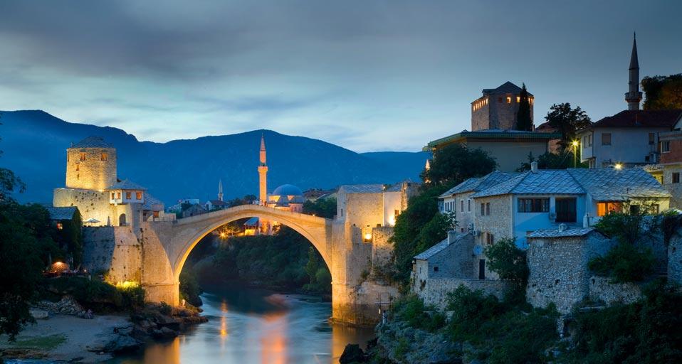 Stari Most (Old Bridge) over the Neretva river in Mostar, Bosnia and Herzegovina (© Gavin Hellier/Corbis)(Bing United States)