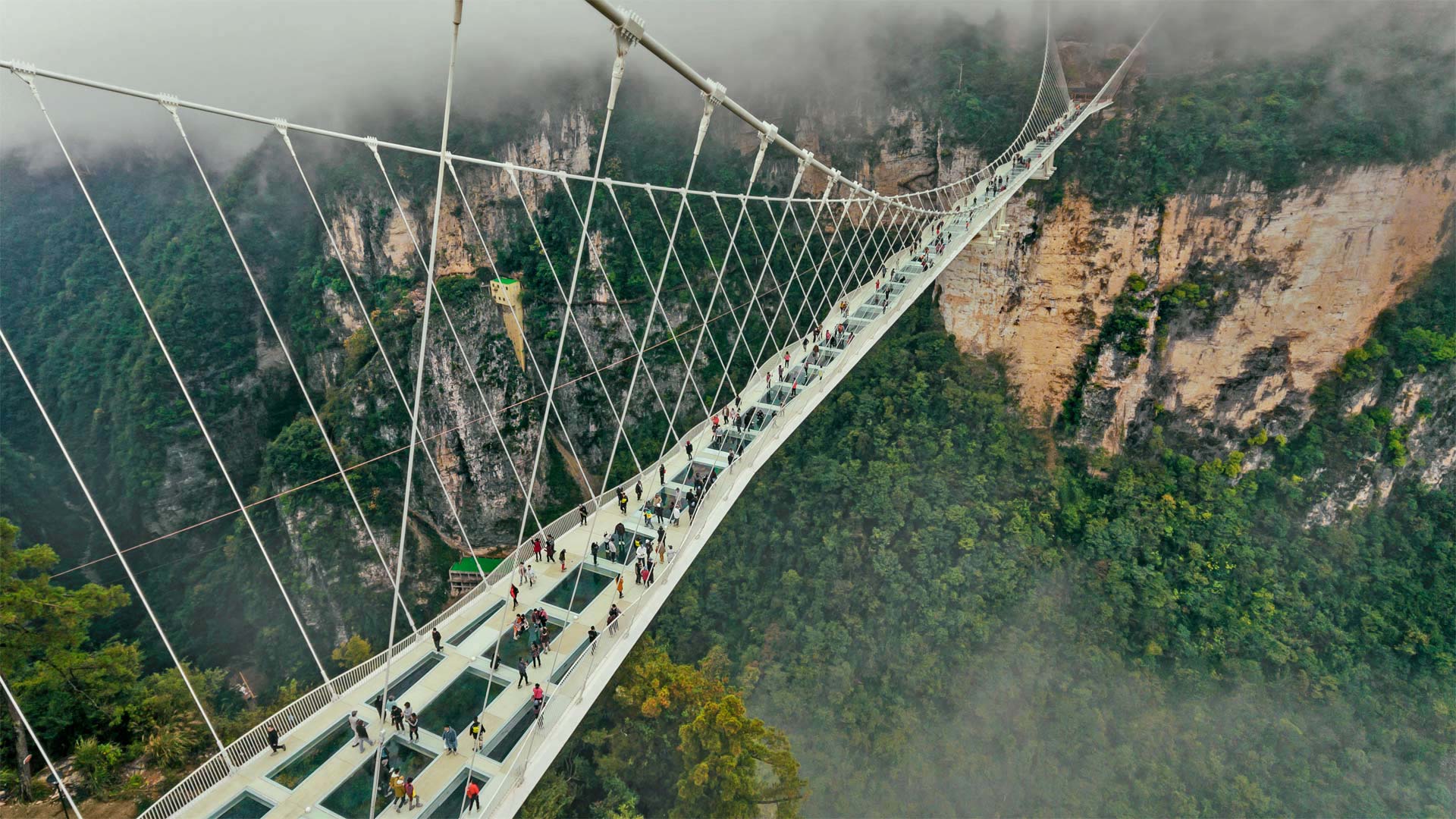 Glass bridge of Zhangjiajie, Hunan, China (© MediaProduction/Getty Images)(Bing United States)