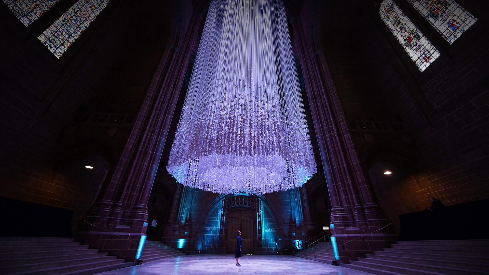 Peace Doves by artist Peter Walker, in Liverpool Cathedral, Liverpool (© PAUL ELLIS/AFP via Getty Images)(Bing United Kingdom)