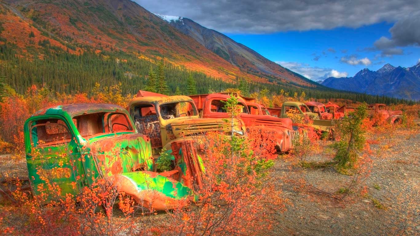 Abandoned army trucks on the North Canol Road, Yukon, Canada (© Robert Postma/Corbis)(Bing United Kingdom)