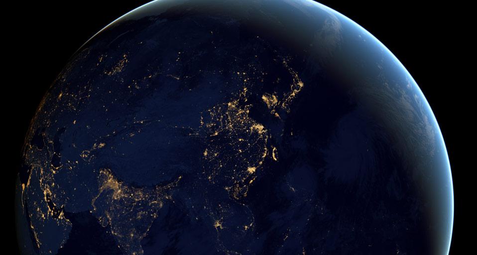 Composite image of Earth at night from space (© Robert Simmon/NASA)(Bing United Kingdom)