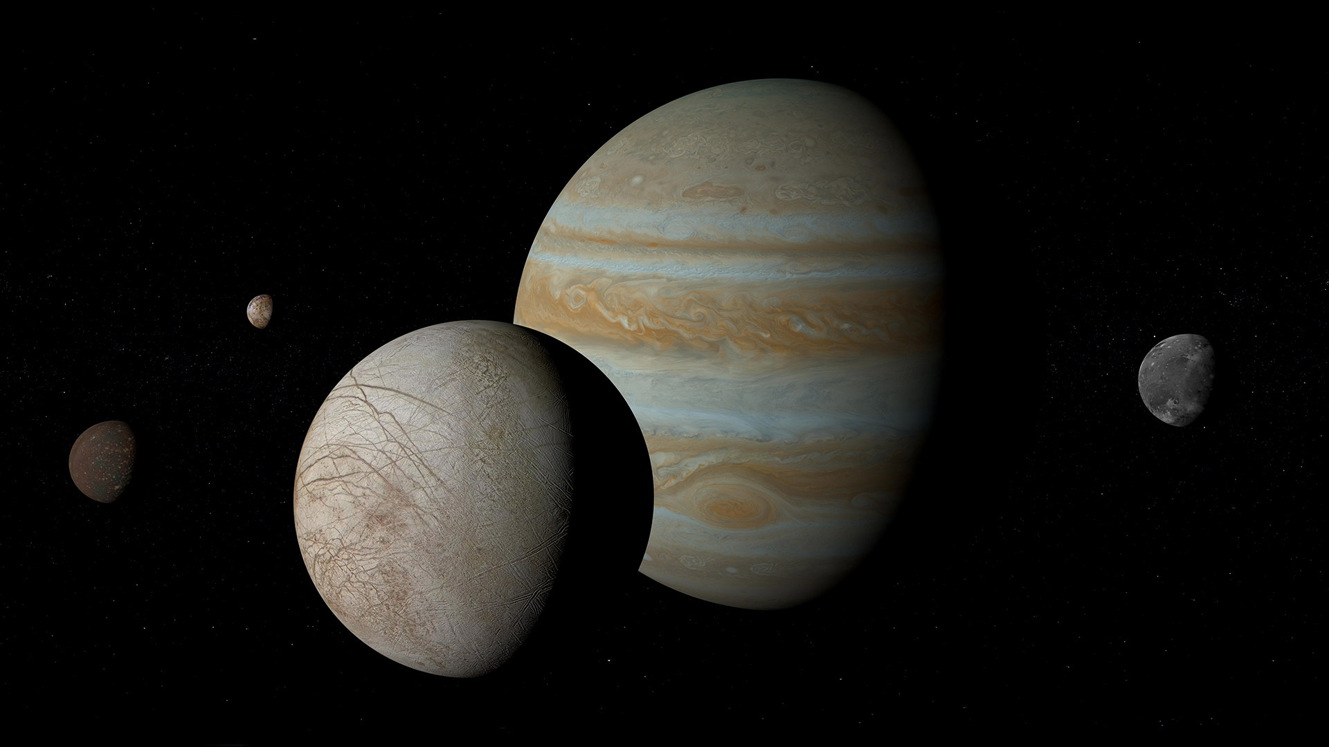 Moons of Jupiter - Io, Europa, Ganymede and Callisto (© Branko Šimunek/Alamy)(Bing United Kingdom)