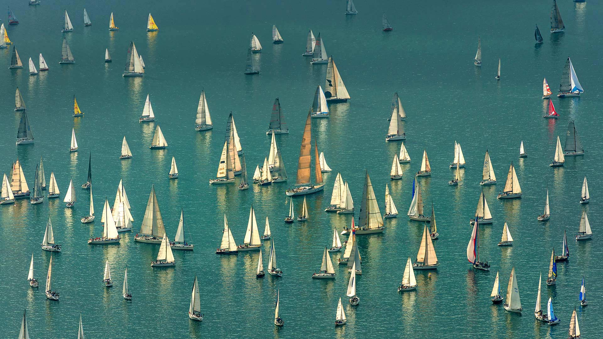 Boats massing for the Barcolana regatta in the Gulf of Trieste, Italy (© Ababsolutum/E+/Getty Images)(Bing United States)