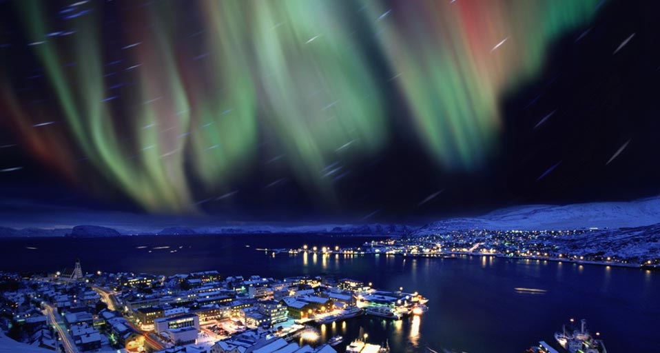 The aurora borealis in the skies over Hammerfest, Norway -- Per-Andre Hoffman/Aurora Photos &copy; (Bing United Kingdom)