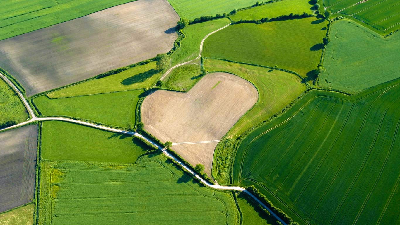 Aerial view of a heart-shaped field in Trittau, Germany (© imageBROKER/Alamy)(Bing United Kingdom)