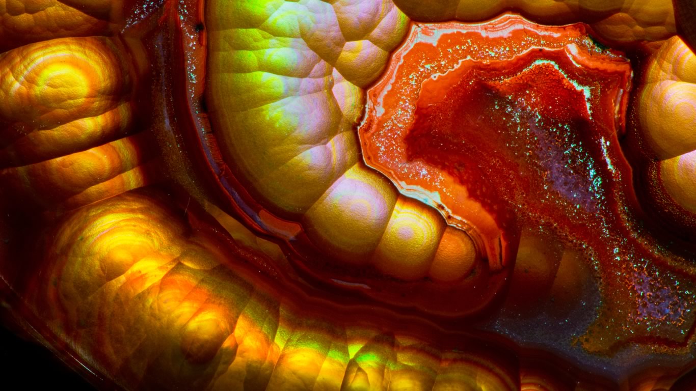 Close-up view of a fire agate gemstone (© Darrell Gulin/Corbis)(Bing United States)