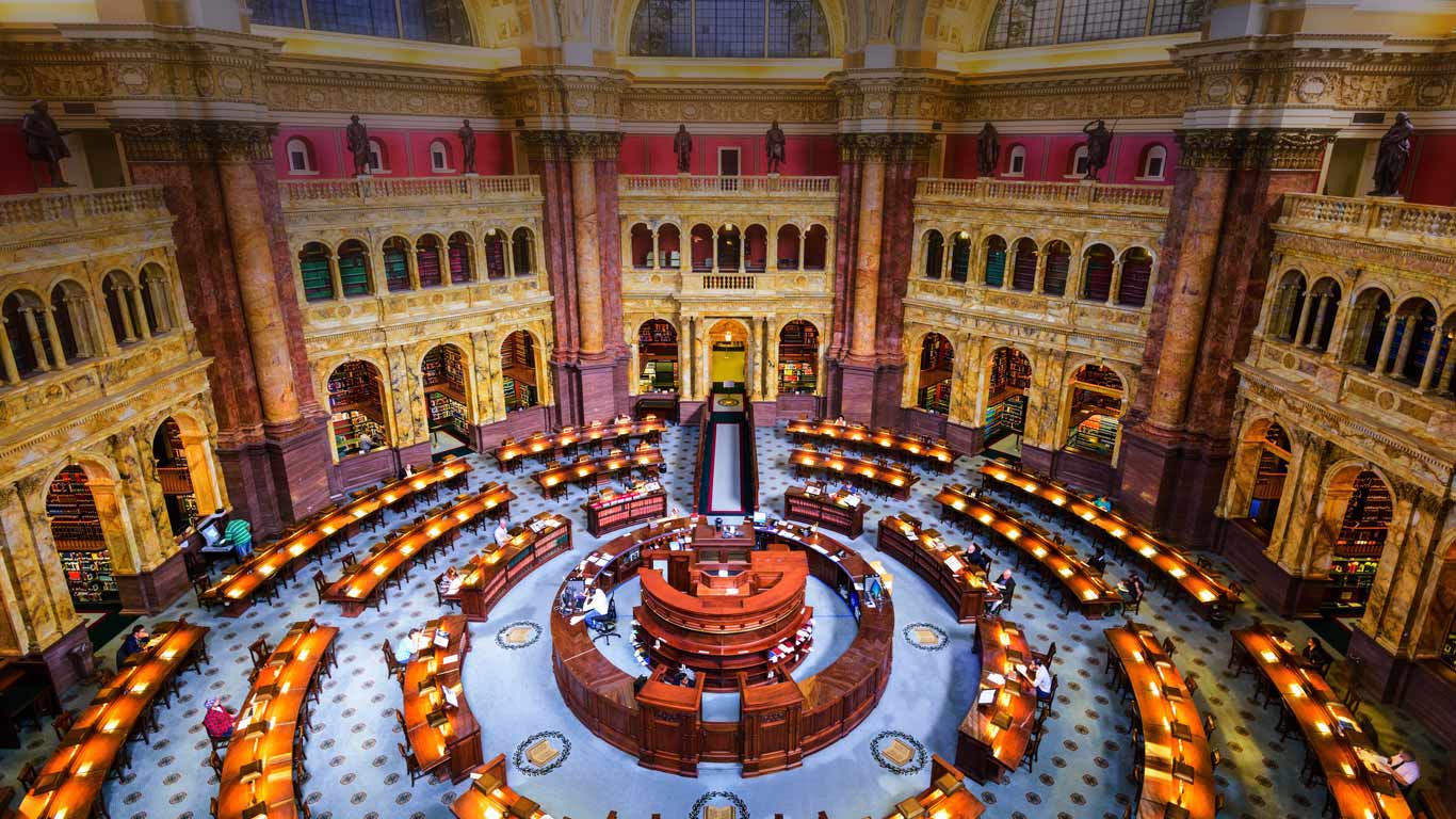 Main Reading Room of the Library of Congress, Washington, DC (© Sean Pavone/Alamy)(Bing United States)