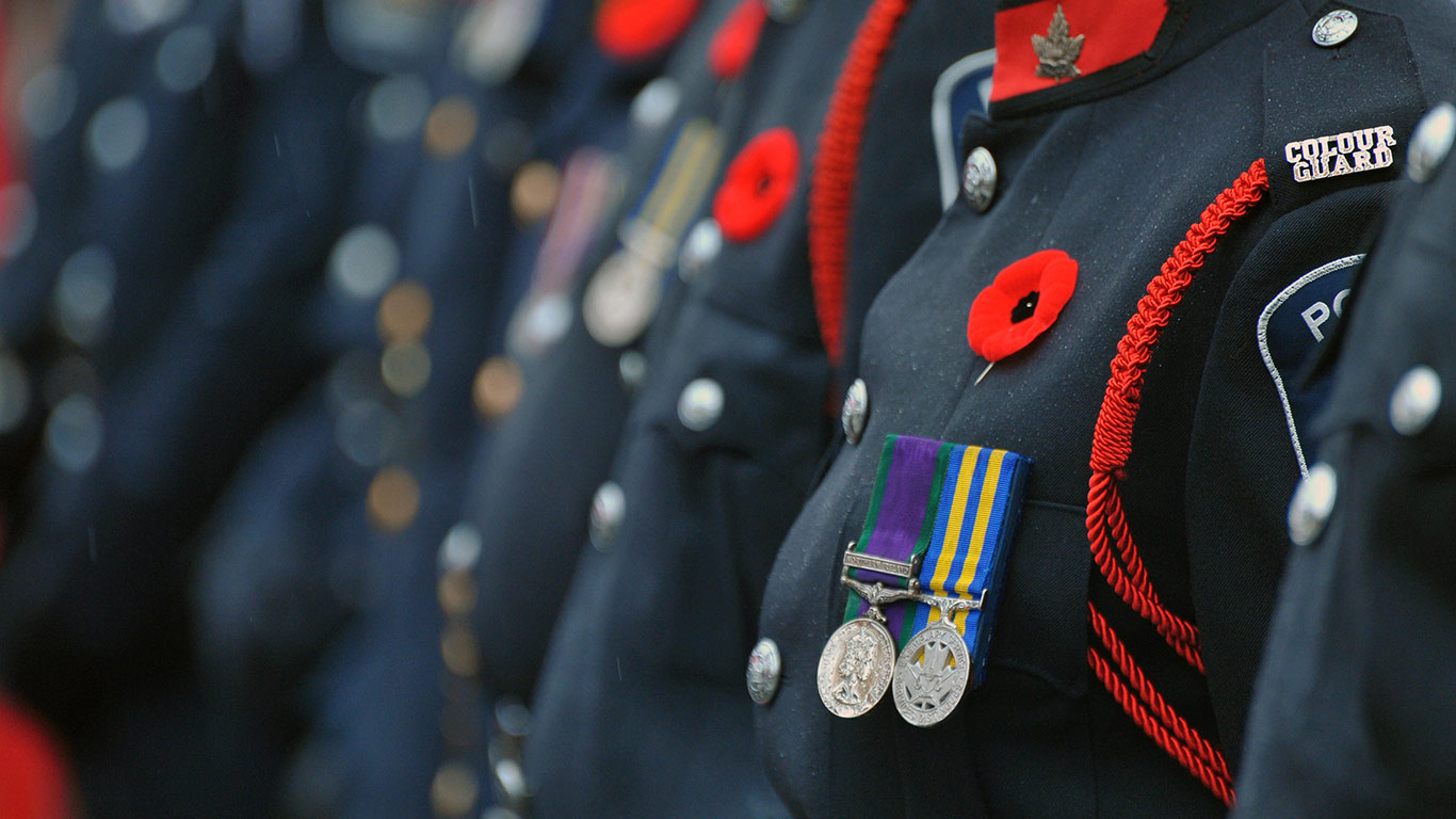 Remembrance Day parade and service in London, Ont. (© Jonny White/Demotix/Corbis)(Bing Canada)