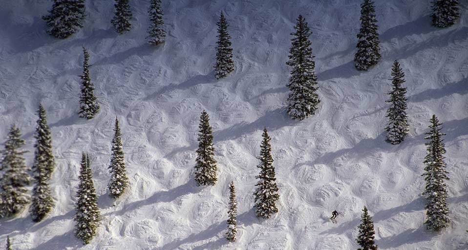 Ein Skifahrer auf der sogenannten „Face of Bell“-Abfahrt in Aspen, Colorado – Gordon Wiltsie/Getty Images &copy; (Bing Germany)