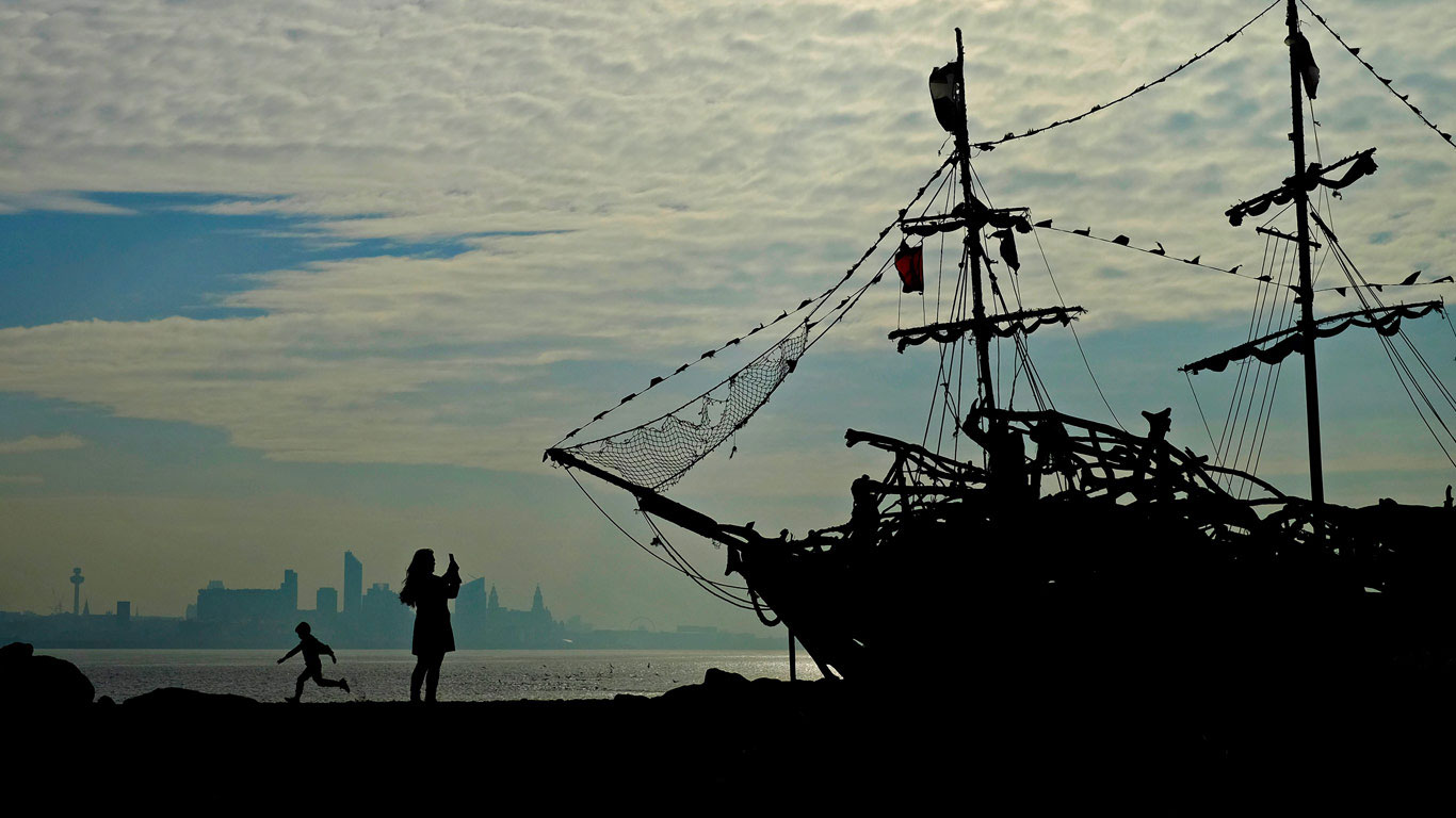 The Black Pearl driftwood ship on New Brighton beach, Wallasey, Merseyside, for Talk Like a Pirate Day (© Phil Noble/Reuters)(Bing United Kingdom)