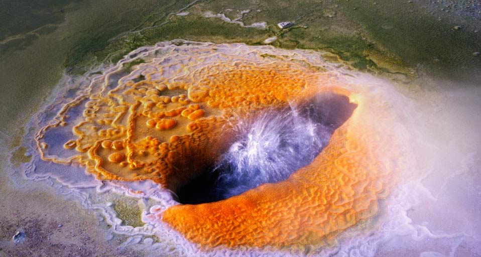 Hot spring on the Porcelain Terrace at Norris Geyser Basin, Yellowstone National Park, Wyoming -- Fred Hirschmann/Corbis &copy; (Bing United Kingdom)