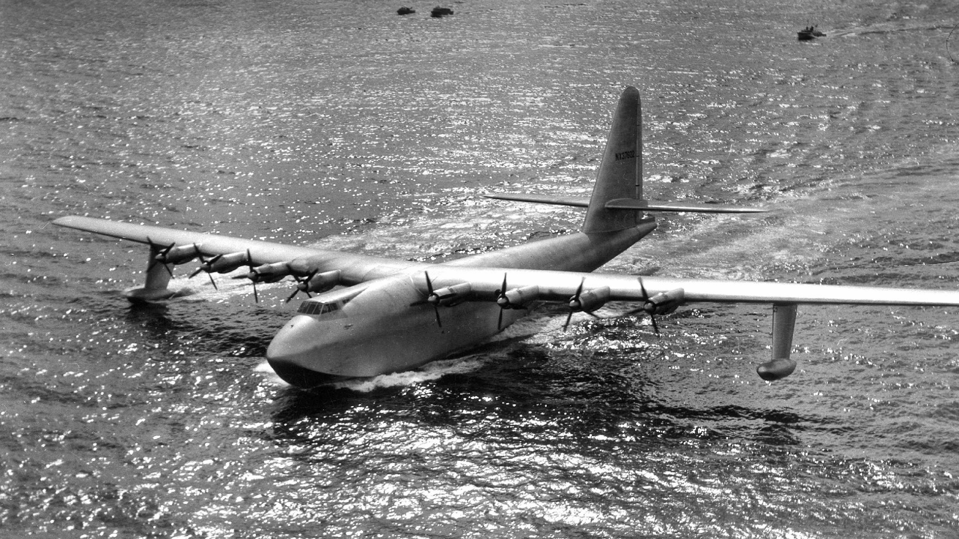 The Hughes H-4 Hercules, aka the Spruce Goose, November 1947, Long Beach Harbor, California (© J R Eyerman/Shutterstock)(Bing United States)