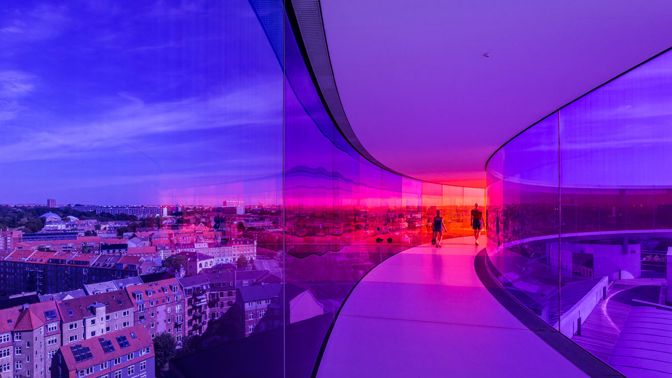 ‘Your rainbow panorama,’ an installation by Olafur Eliasson, ARoS Aarhus Kunstmuseum, Aarhus, Denmark (© R. Ian Lloyd/Masterfile)(Bing Canada)