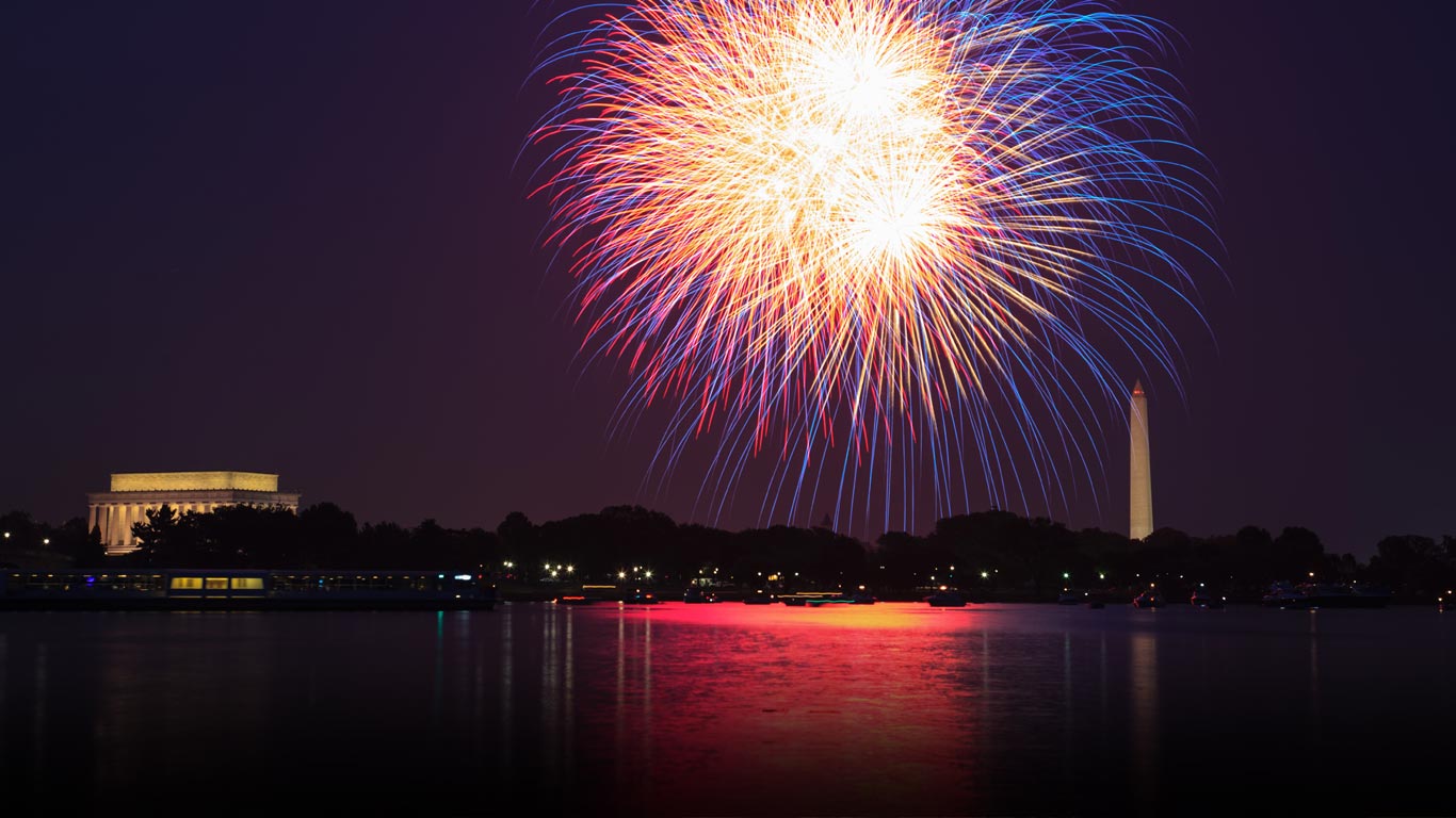 Fireworks over the Potomac River in Washington, DC (© Matt Marsala/Shutterstock)(Bing United States)