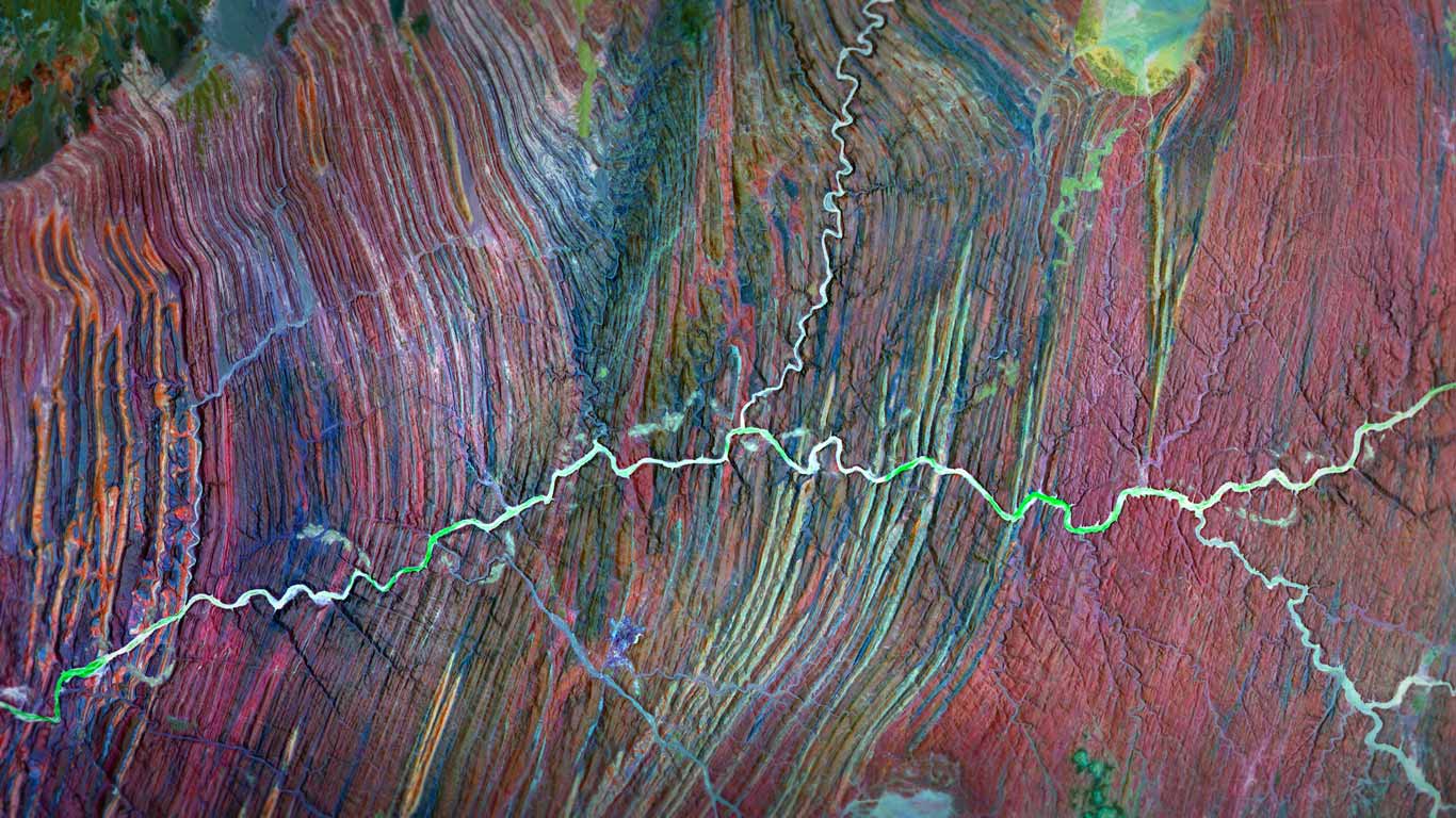 Composite satellite image of the Ugab River in Namibia (© NASA)(Bing United Kingdom)