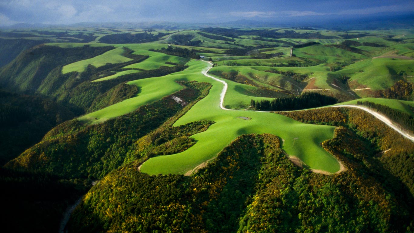 Aerial view of farmlands, North Island, New Zealand (© Paul Chesley/Alamy)(Bing United States)