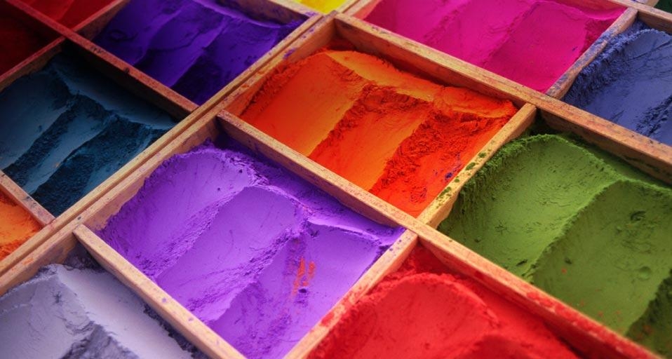 Powdered pigments on display in Kathmandu, Nepal (© Dinodia/age fotostock) &copy; (Bing United Kingdom)
