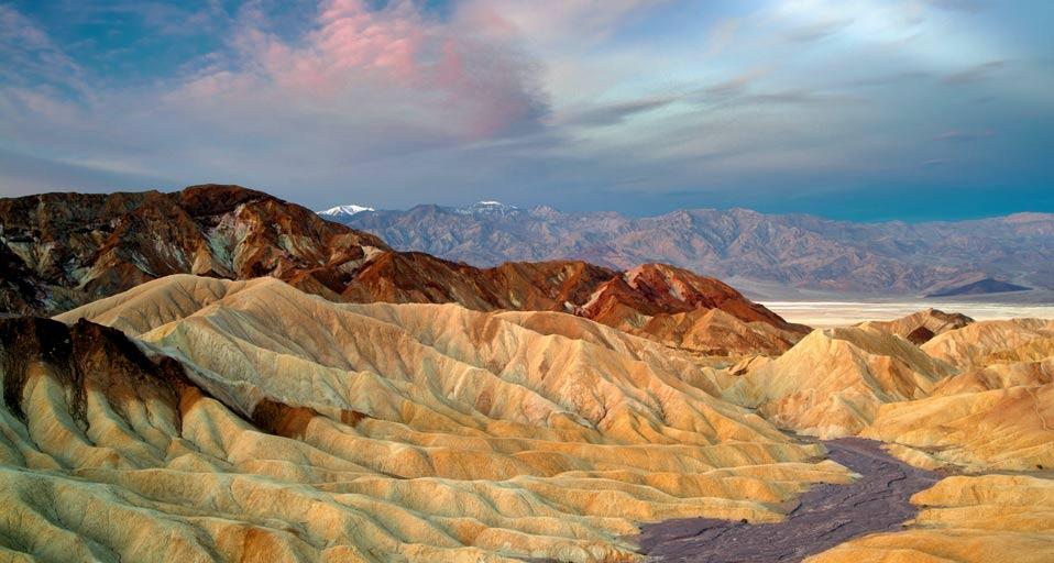View of eroded cliffs from Zabriskie Point, Death Valley National Park, California (© Dennis Frates /Alamy)(Bing United States)
