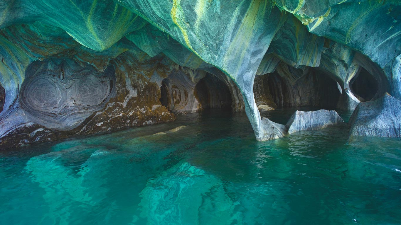 Marble caves on General Carrera Lake, Chile (© David A. Barnes/Alamy)(Bing United States)