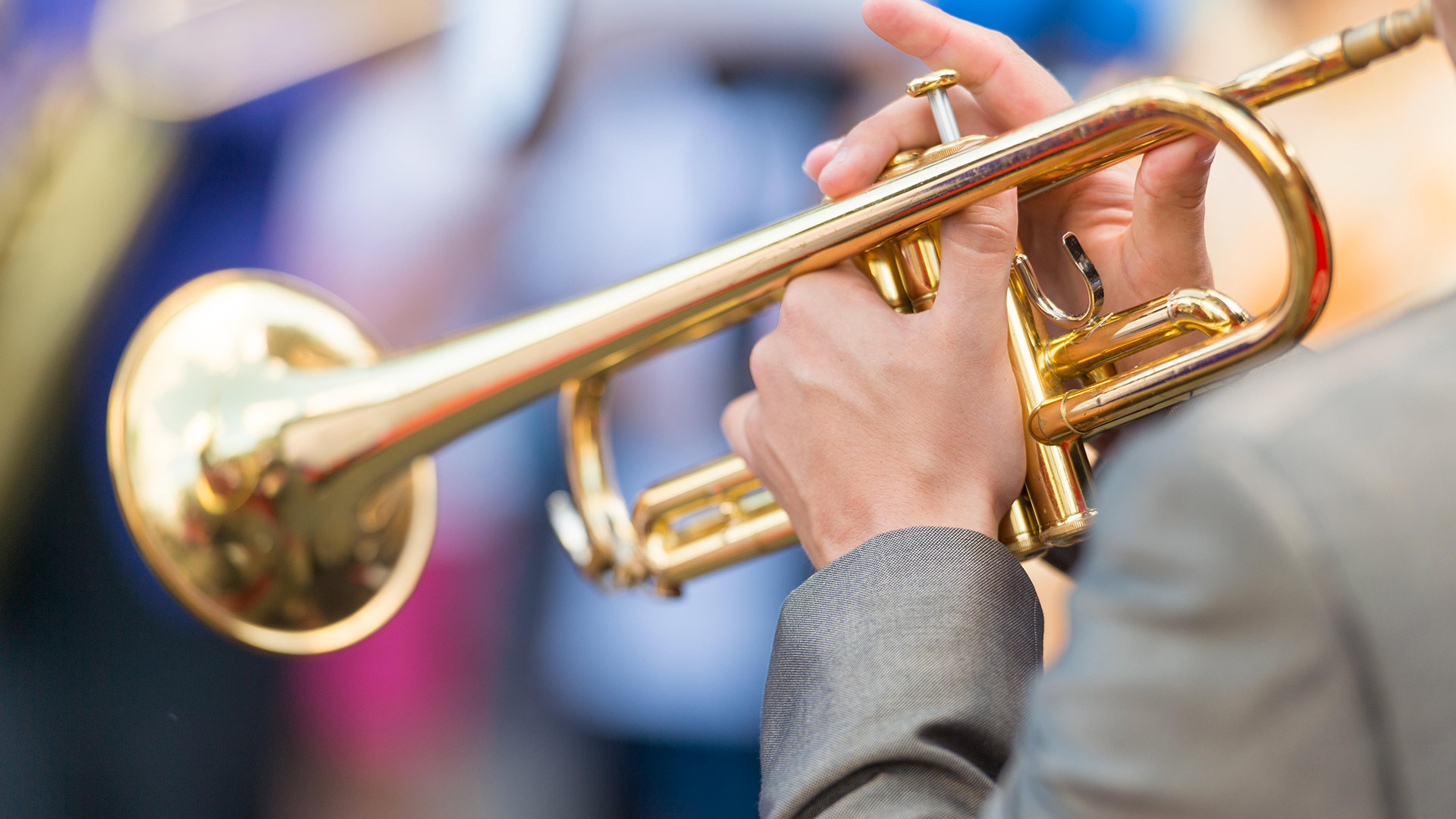 Close-up of a trumpet player