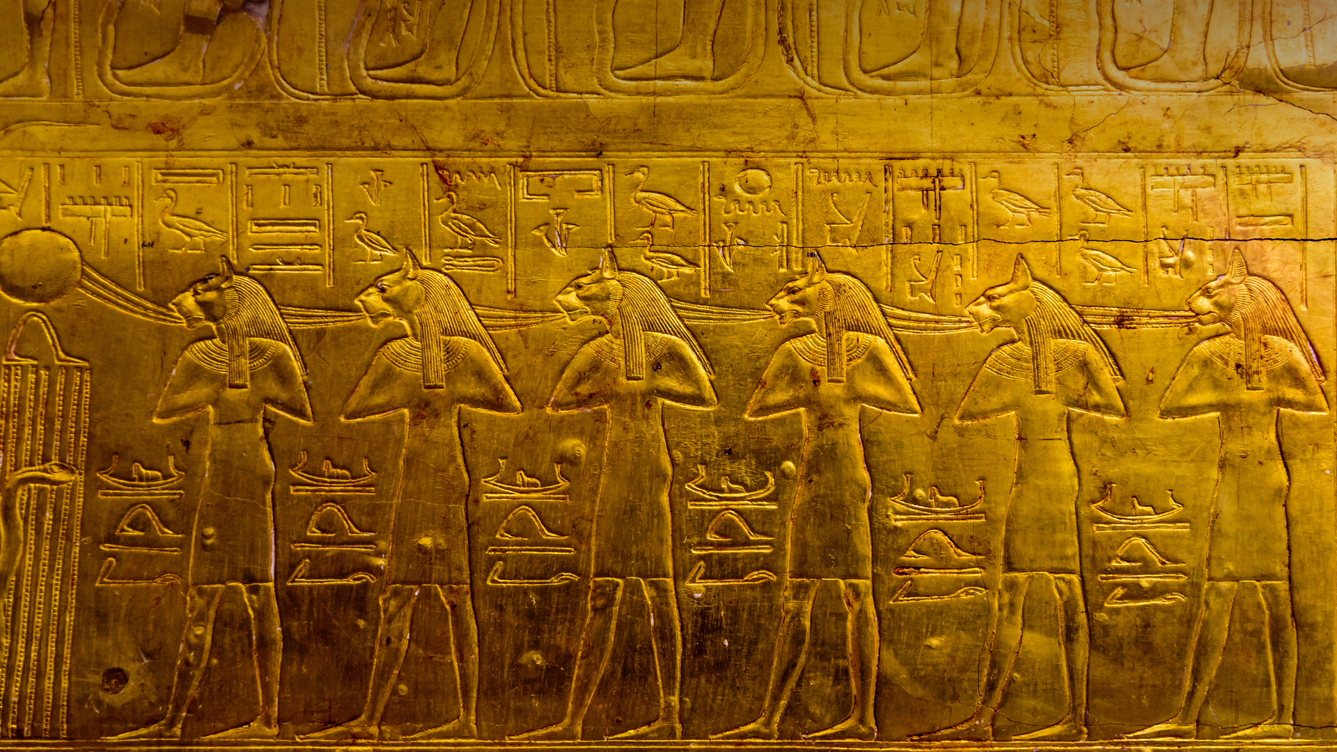 Depiction of deities from the Tomb of Tutankhamun at the Egyptian Museum, Cairo, Egypt (© Stefan Lippmann/Universal Images Group via Getty Images)(Bing United States)