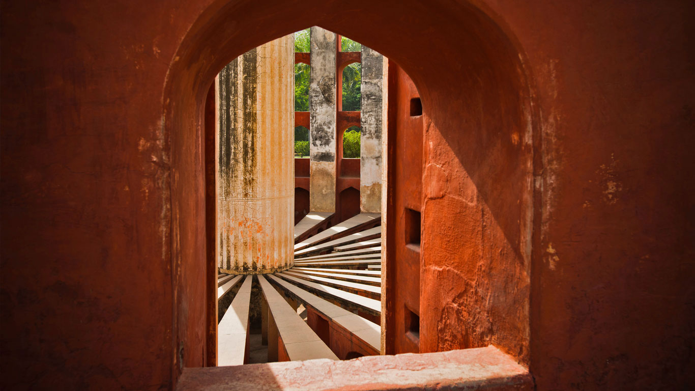 Part of the Jantar Mantar observatory complex in New Delhi, India (© Uniquely India/Getty Images)(Bing Canada)