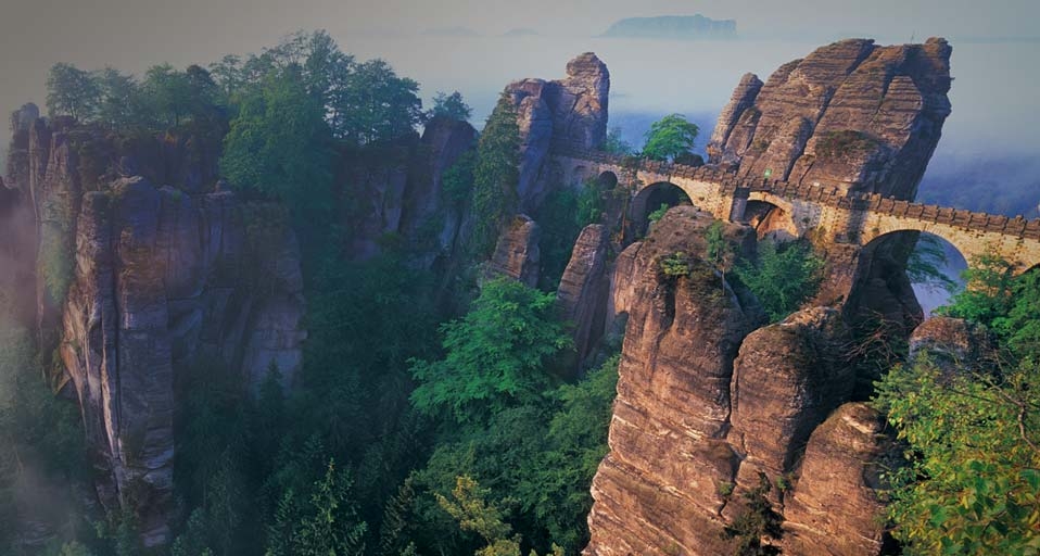 Bastei Bridge, Saxon Switzerland National Park, Germany -- Panoramic Images/Getty Images &copy; (Bing Canada)