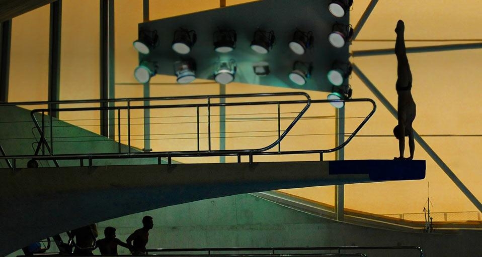 Matthew Mitcham on the diving platform at Aquatic Centre at the London 2012 Olympic Park in Stratford, London, England (© ANDY RAIN/epa/Corbis) &copy; (Bing United Kingdom)