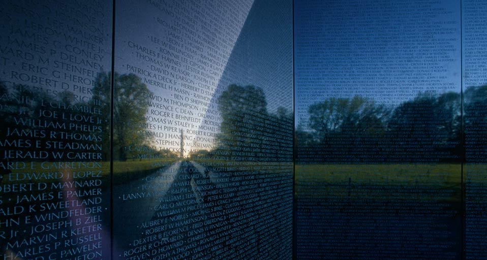 The Washington Monument reflected in the Vietnam Veterans Memorial Wall, Washington, D.C. -- James P. Blair/CORBIS &copy; (Bing United States)