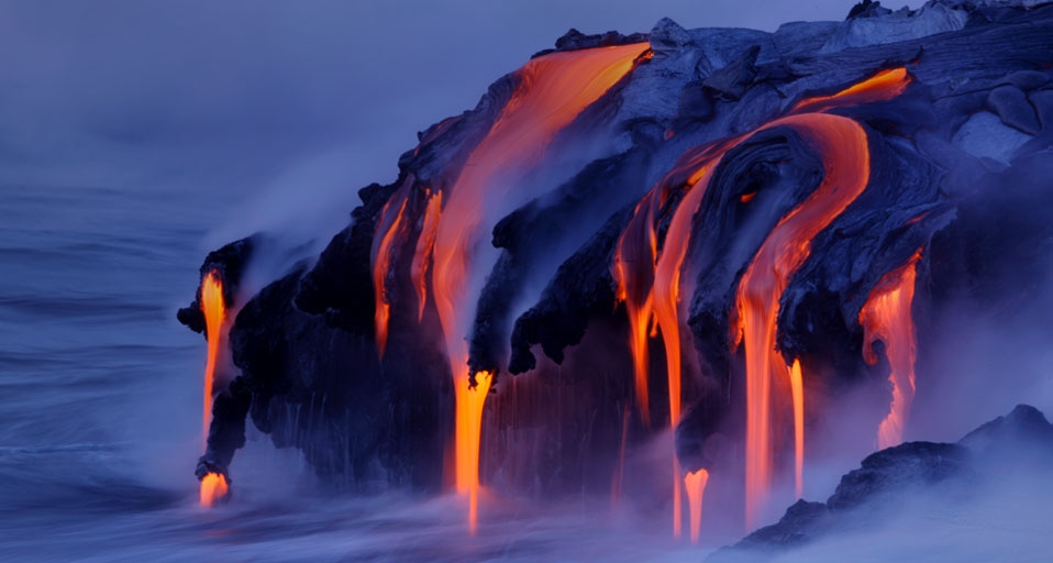 Viscous lava from Kilauea continues to pour into the ocean at Kalapana, Hawaii, USA -- Bruce Omori/Corbis &copy; (Bing United Kingdom)