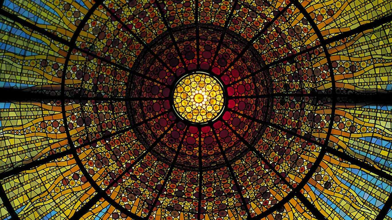 Stained-glass ceiling of the Palau de la Musica Catalana, Barcelona, Spain (© Ocean/Corbis)(Bing United Kingdom)