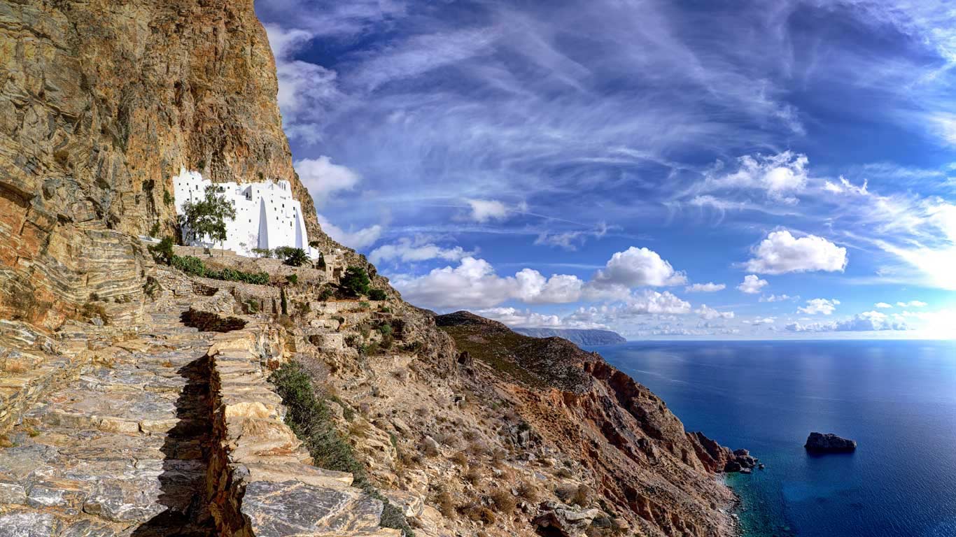 The monastery of Panagia Hozoviotissa on Amorgos island, Greece (© Lemonan/iStock/Getty Images)(Bing United Kingdom)