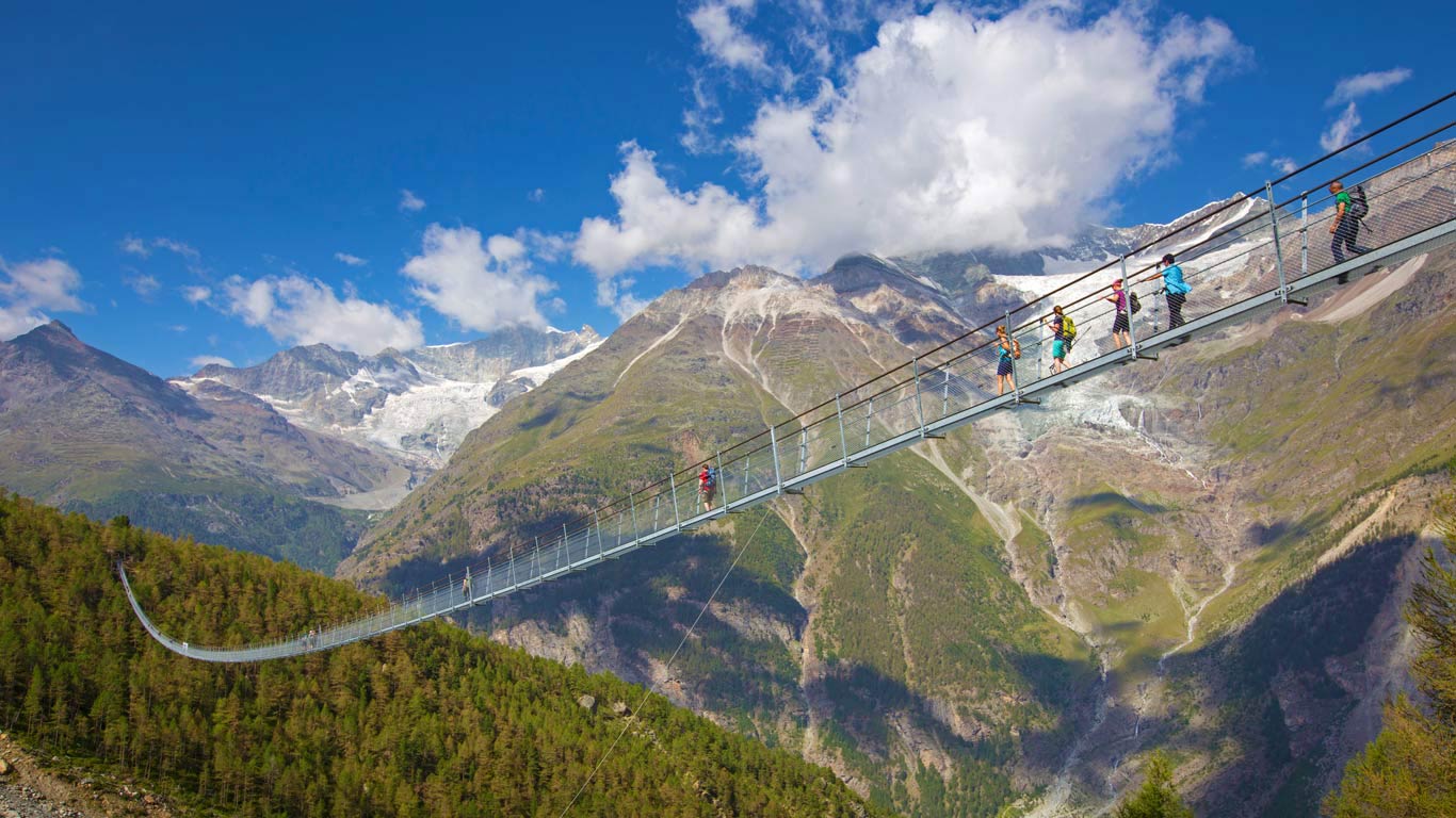 The Charles Kuonen Suspension Bridge near Randa, Switzerland  (© Menno Boermans/Aurora Photos)(Bing United States)
