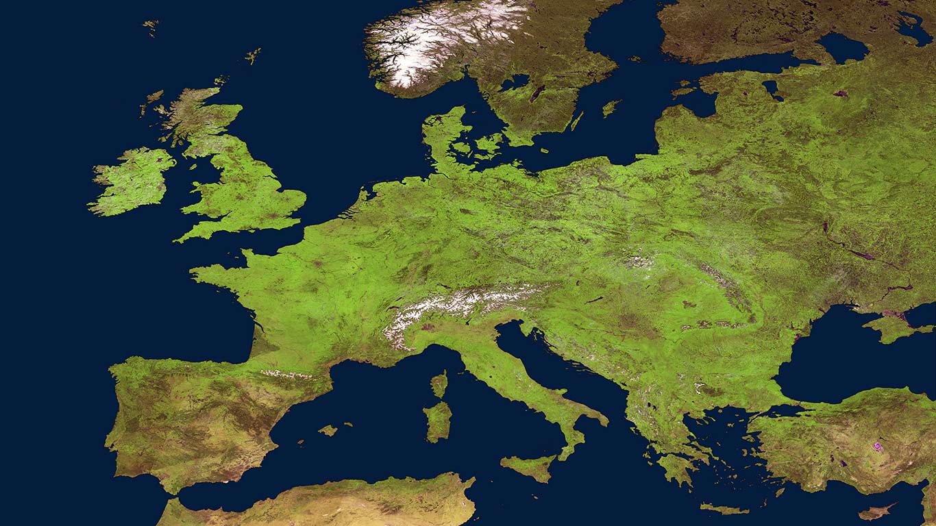 Frühling in Europa. Blick aus dem Weltall auf die Erde (© European Space Agency/ESA/VITO)(Bing Deutschland)