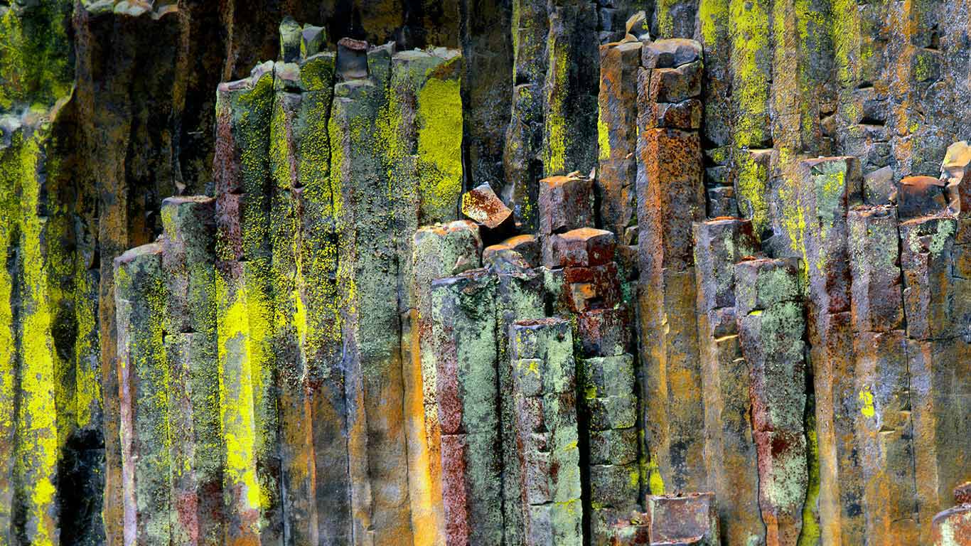 Columnar basalt stone in the Umpqua National Forest, Oregon (© Jaynes Gallery/Danita Delimont)(Bing Canada)