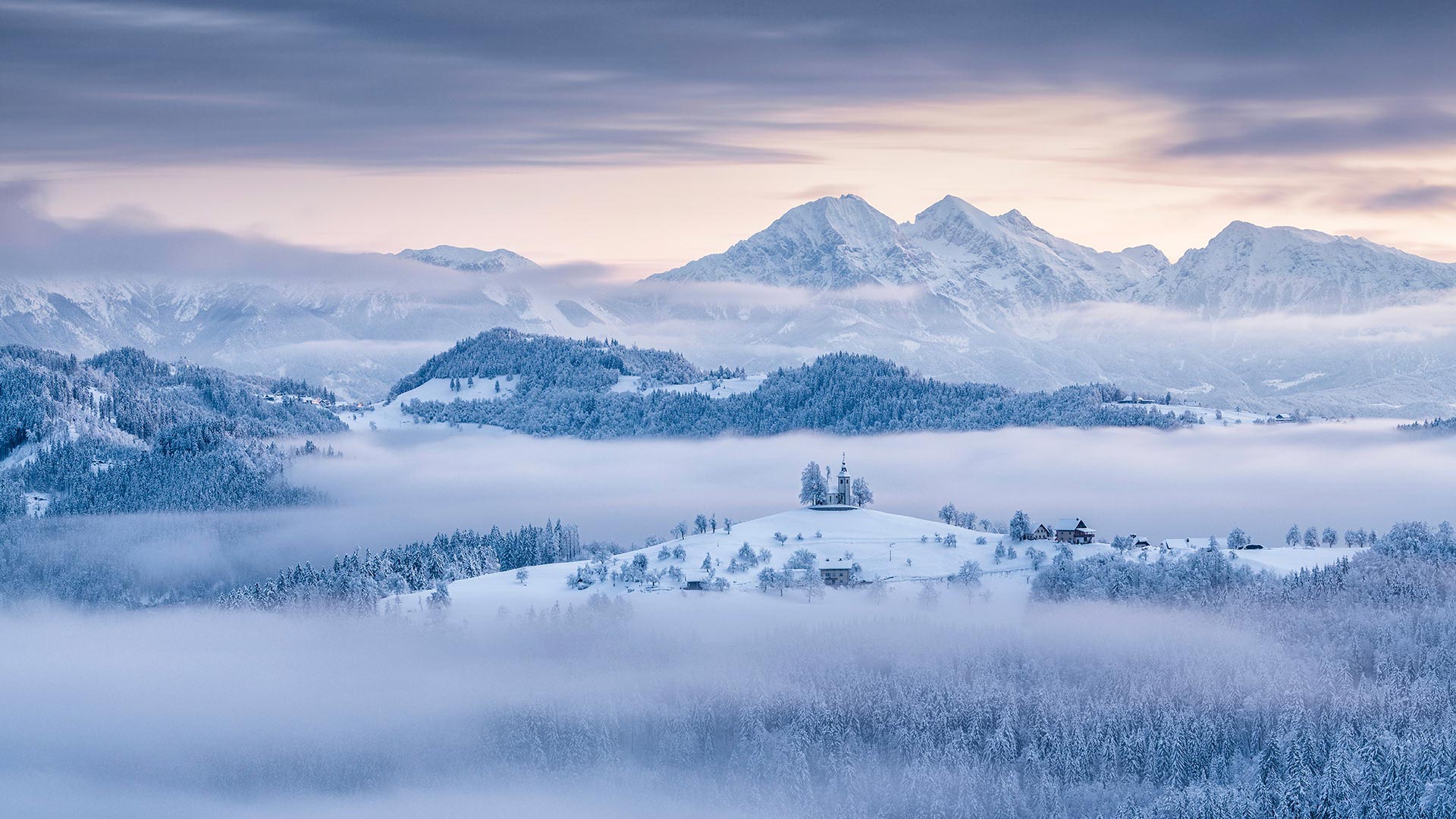The Church of St. Thomas above the village of Praprotno, for Slovenia Independence and Unity Day (© Guy Edwardes/Minden Pictures)(Bing Canada)