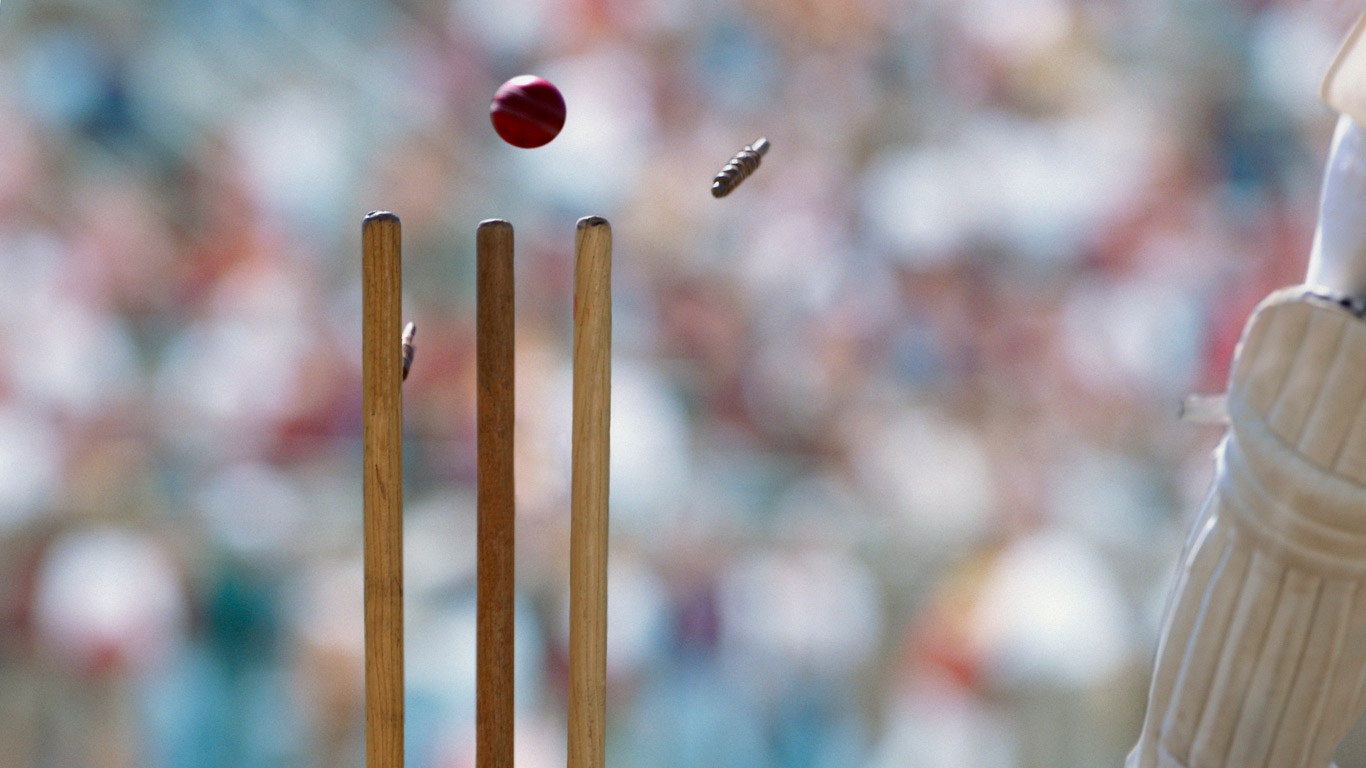 A cricket ball striking the wicket (© Corbis/VCG/Getty Images)(Bing United Kingdom)